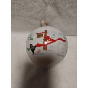 Glass Ornament Christmas 2008 Penguin Polar Bear Decorative Hanging